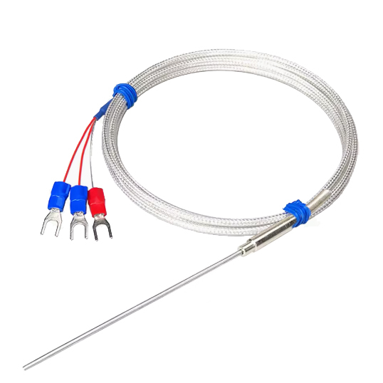 Stainless Steel Cable PT100 RTD Temperature Sensor Probe 3 Wire